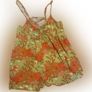 Urban Outfitters Orange Green romper Sleeveless Resort Wear